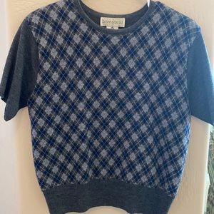 100% pure new wool, short sleeve, round neck sweater